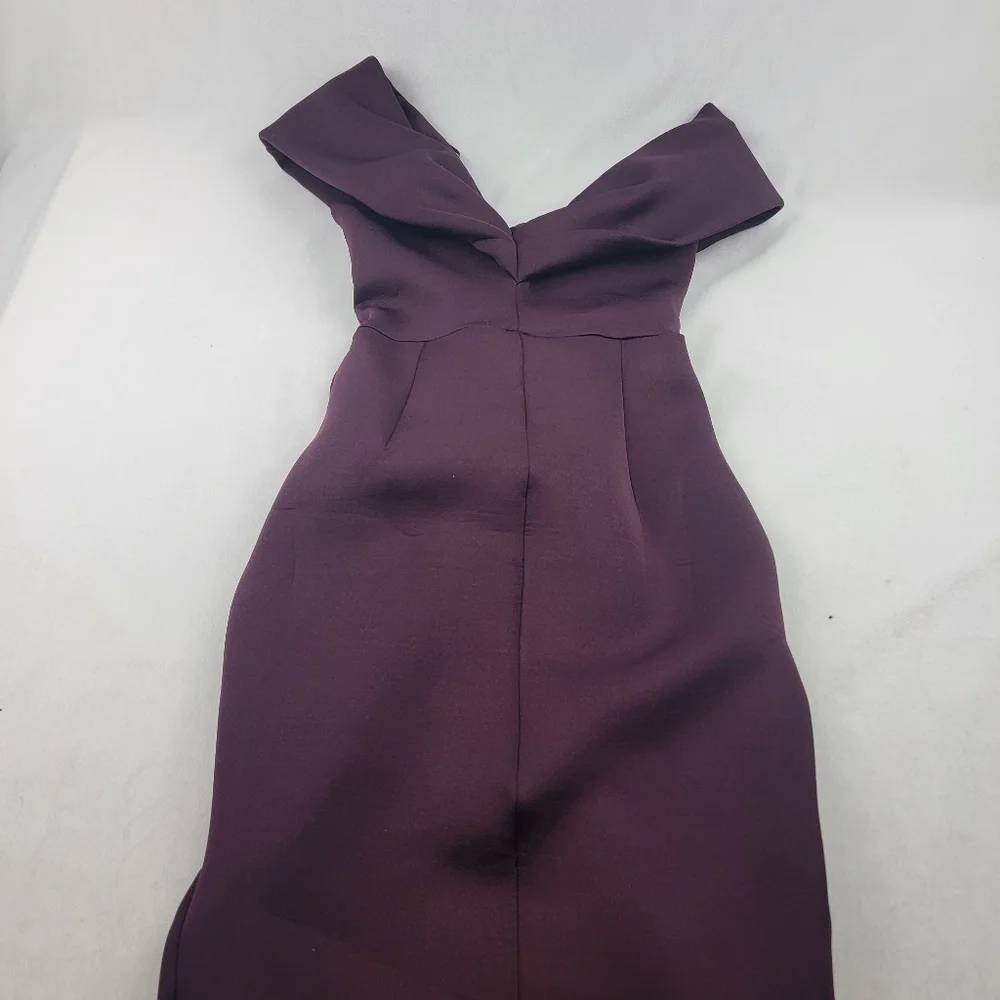 NWT Asos twist front off the shoulder high slit scuba midi dress - Picture 7 of 8
